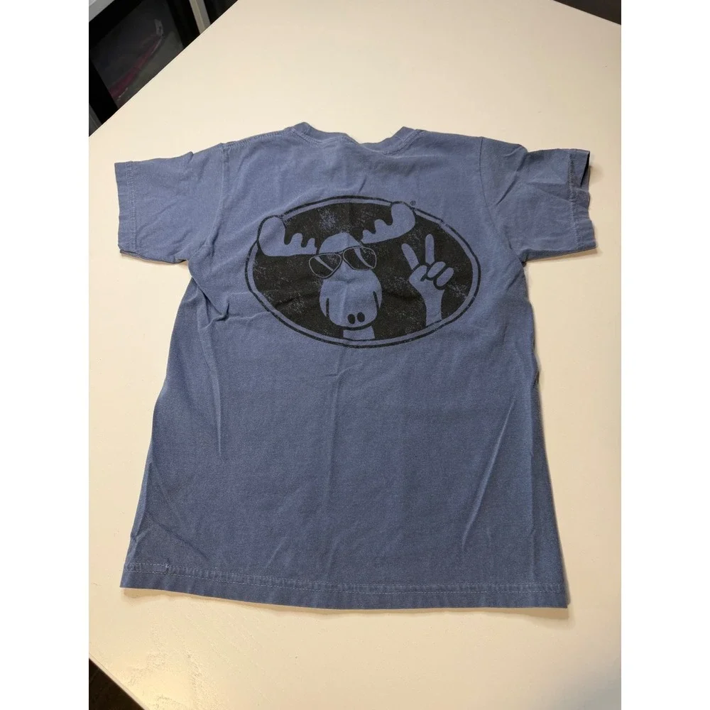 Comfort Colors Cool As A Moose Indian Head NH Blue Graphic T-Shirt Youth Small